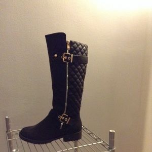 New black calf high boots